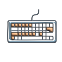 Modern Wired Keyboard Icon with Highlighted Keys png