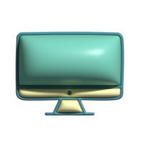 3D Computer Monitor Icon Flat Screen Display Symbol in Blue and Yellow png