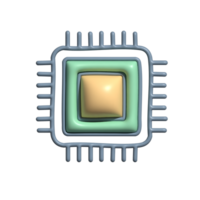3D Microchip Icon Processor Unit png