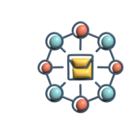 3D Email Network Icon Message Distribution Symbol png