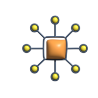 3D Network Hub Icon Centralized Connection png