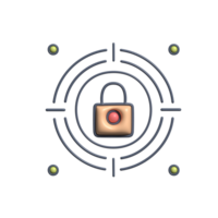 3D Padlock Security Icon with Target Circle Cybersecurity and Data Protection Symbol png