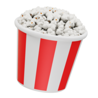 Popcorn in a Red and White Bucket 3d rendering illustration png