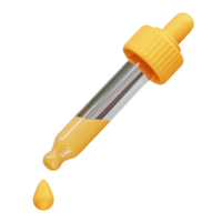 Yellow Dropper with a Drop Falling icon 3d render. Dropper icon 3d render illustration png