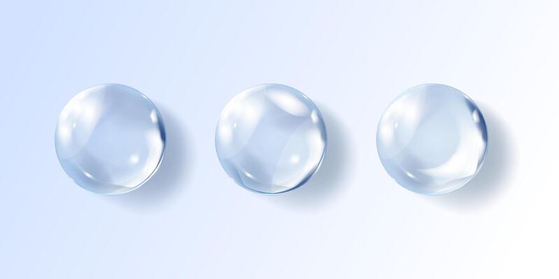 Transparent hyaluronic acid bubbles. Clear collagen drops. Cosmetic serum