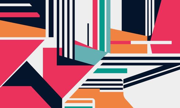 Abstract geometric pattern with lines and shapes vector