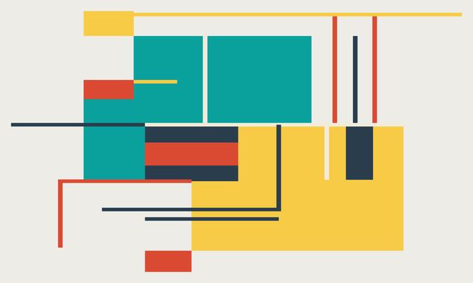 A colorful abstract design with squares and lines
