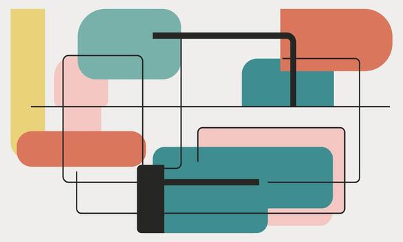 A colorful abstract design with squares and lines vector