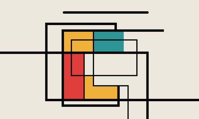 A square with a red, yellow and blue square