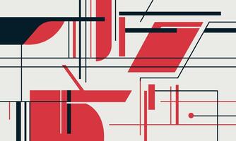 A red and black abstract design with lines and shapes vector
