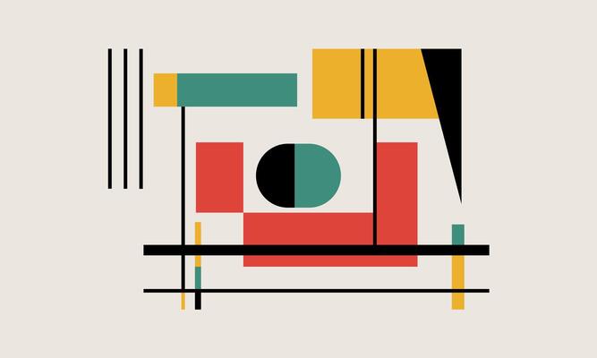 Abstract geometric shapes in a light beige background