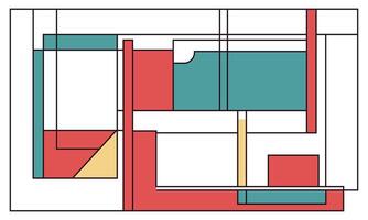 A drawing of a square with red, blue and yellow lines vector