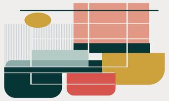 A poster with geometric shapes and colors vector
