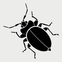 black and white icon of insect beetle on white background vector
