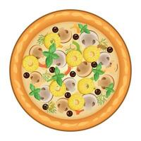 pizza with pineapple slices on white background vector