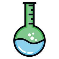 colored icon of glass flask for chemical experiments isolated vector