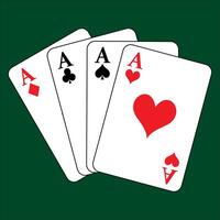 deck of four cards isolated on green background vector