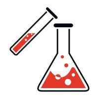 colored icon of glass flask for chemical reactions on white background vector