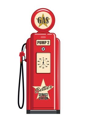 Retro yellow gas station isolated on white background