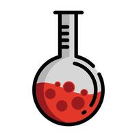 colored icon of glass flask for chemical experiments vector