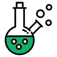 colored icon of glass flask for chemical experiments on white background vector