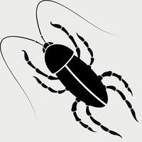 black and white icon of cockroach insect isolated on white background vector