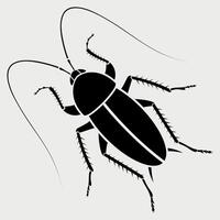 black and white icon of cockroach insect on white background vector