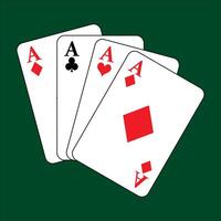 deck of four cards on green background vector