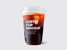 Black coffee mockup front view angle on plain background psd
