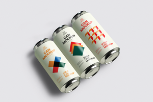 Three soda can mockup on plain background psd