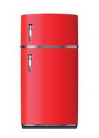red two-chamber refrigerator front view on white background vector