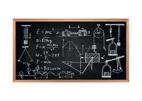school board with physics formulas on white background vector