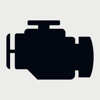 black and white icon of car engine on white background vector