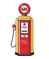 red and yellow retro gas station with indicator on white background vector
