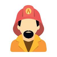 colored icon of a firefighter in overalls and helmet on a white background vector
