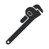 black and white icon of adjustable gas wrench on white background vector