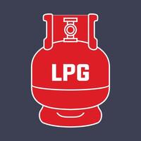 red gas cylinder LPG icon on white background vector