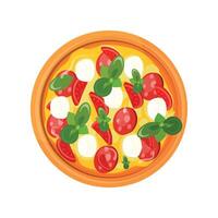 round pizza with cheese and salami on white background vector