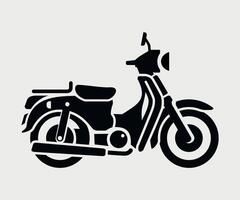 black and white icon of motorcycle scooter on white background vector