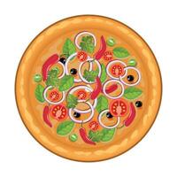 pizza with pepper and tomatoes slices on white background vector