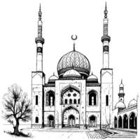 Mosque Sketch hand drawing Illustration vector