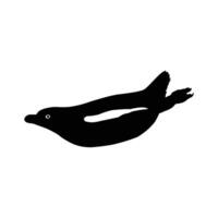 Simple Silhouette of a Penguin in Flight. penguin, animal, bird, swimming, flight vector