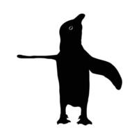 Simple Black Silhouette of a Penguin Looking Up. penguin depicted in profile view, icon, symbol vector