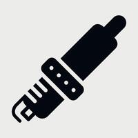 black and white icon of car spark plug for engine on white background vector