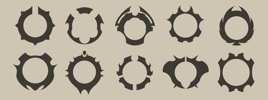 Black circular frame with horns for a devilish profile. vector
