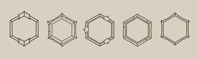 Sacred hex with mystical lines and shapes. vector