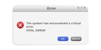 Error sign on computer window. System failure notification. vector