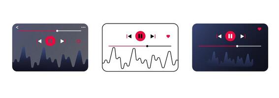 Colorful audio player with vibrant controls for playlists. vector