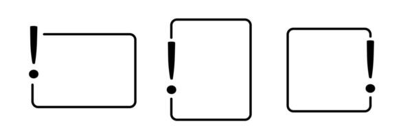 Black frame with exclamation mark. Minimalistic warning dark board. vector