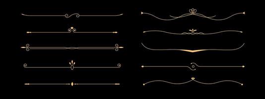 Thin golden frame with elegant swirls for luxury and vintage decor. vector